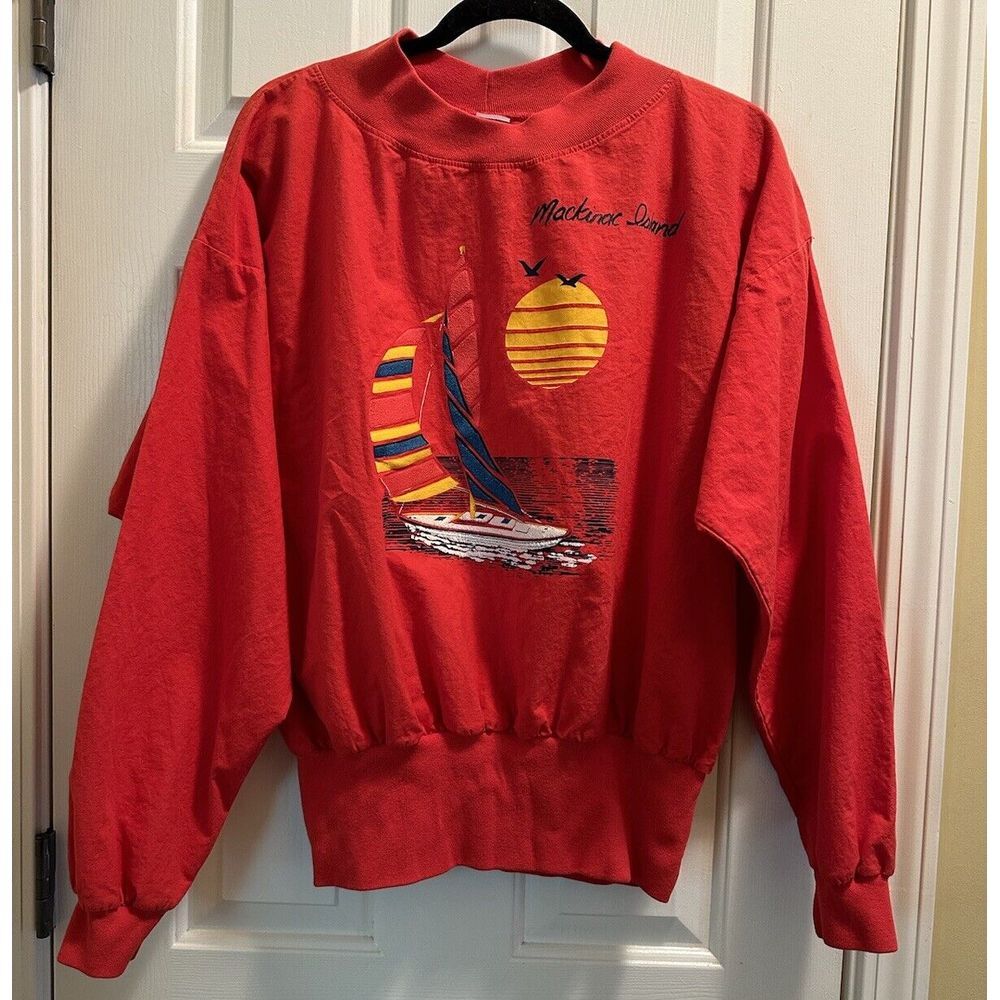 Vintage 80s Pacific Playwear Mackinac Island Sailing Pullover‎ One Size USA